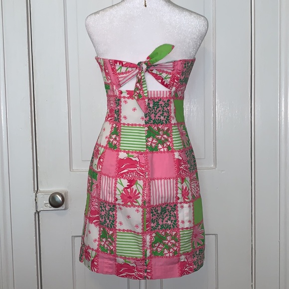 LILLY PULITZER FLORAL BUTTERFLY STRIPE PRINT STRAPLESS SHEATH DRESS - Picture 6 of 16